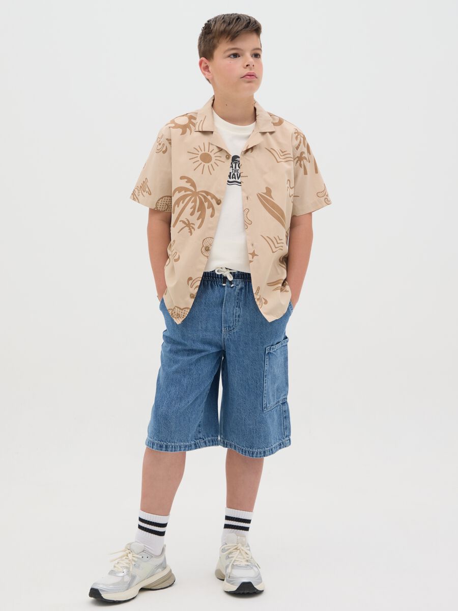 Comfortable denim shorts for boys with elastic waist_1