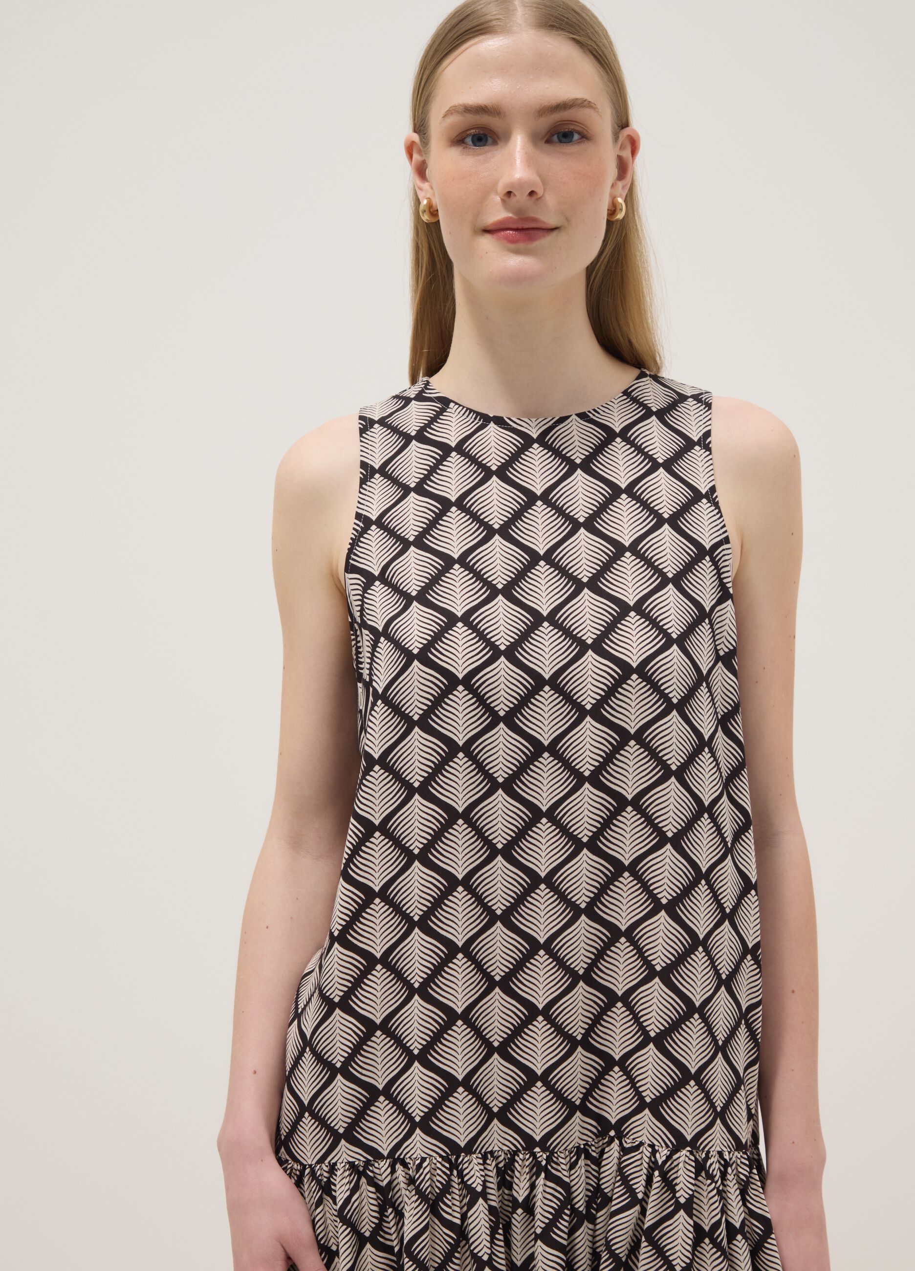 Multicolour dress with geometric pattern