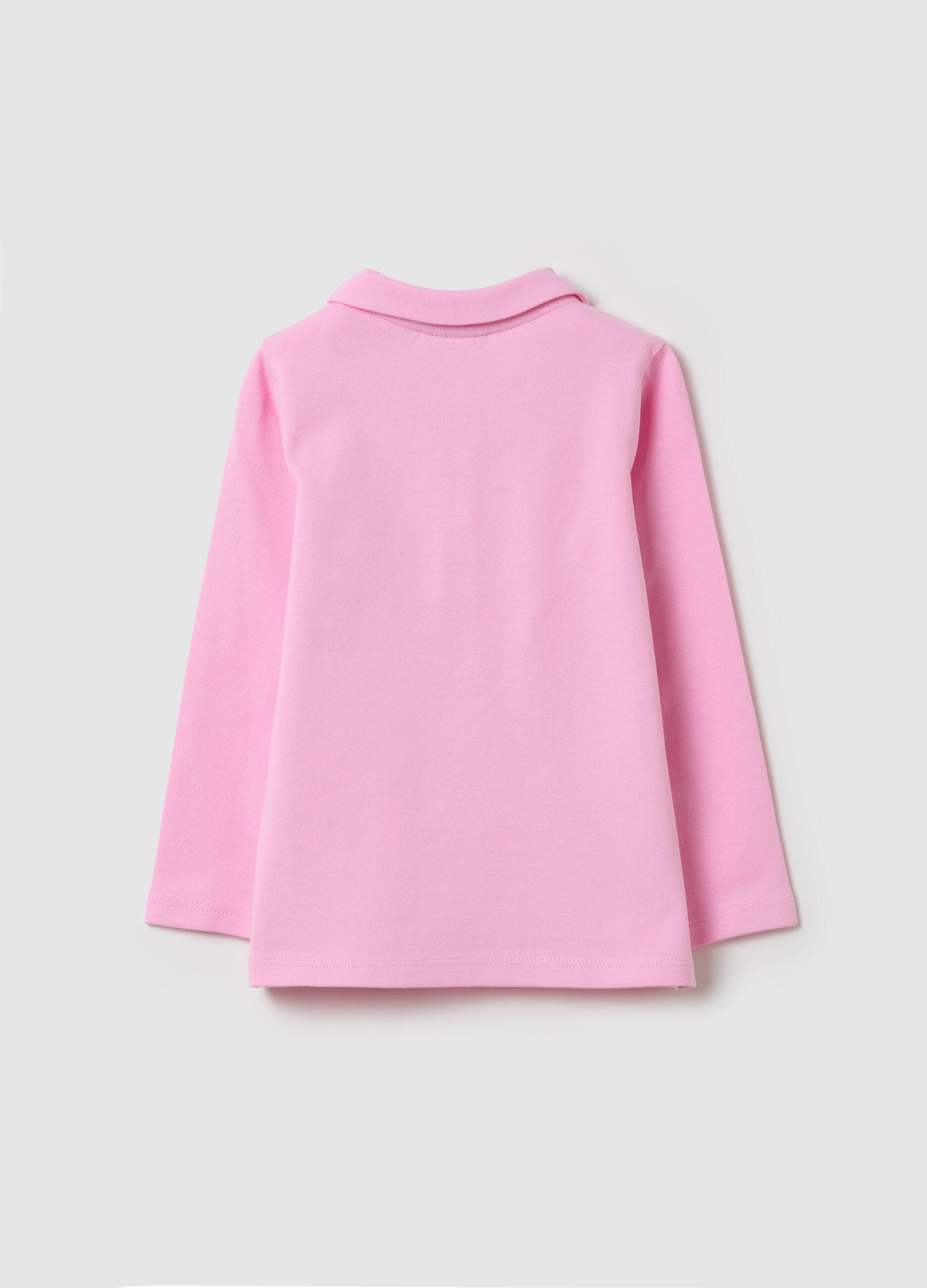Long-sleeved polo shirt with glitter buttons