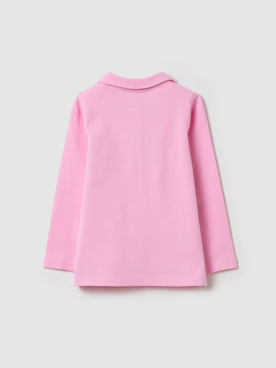 Long-sleeved polo shirt with glitter buttons_1