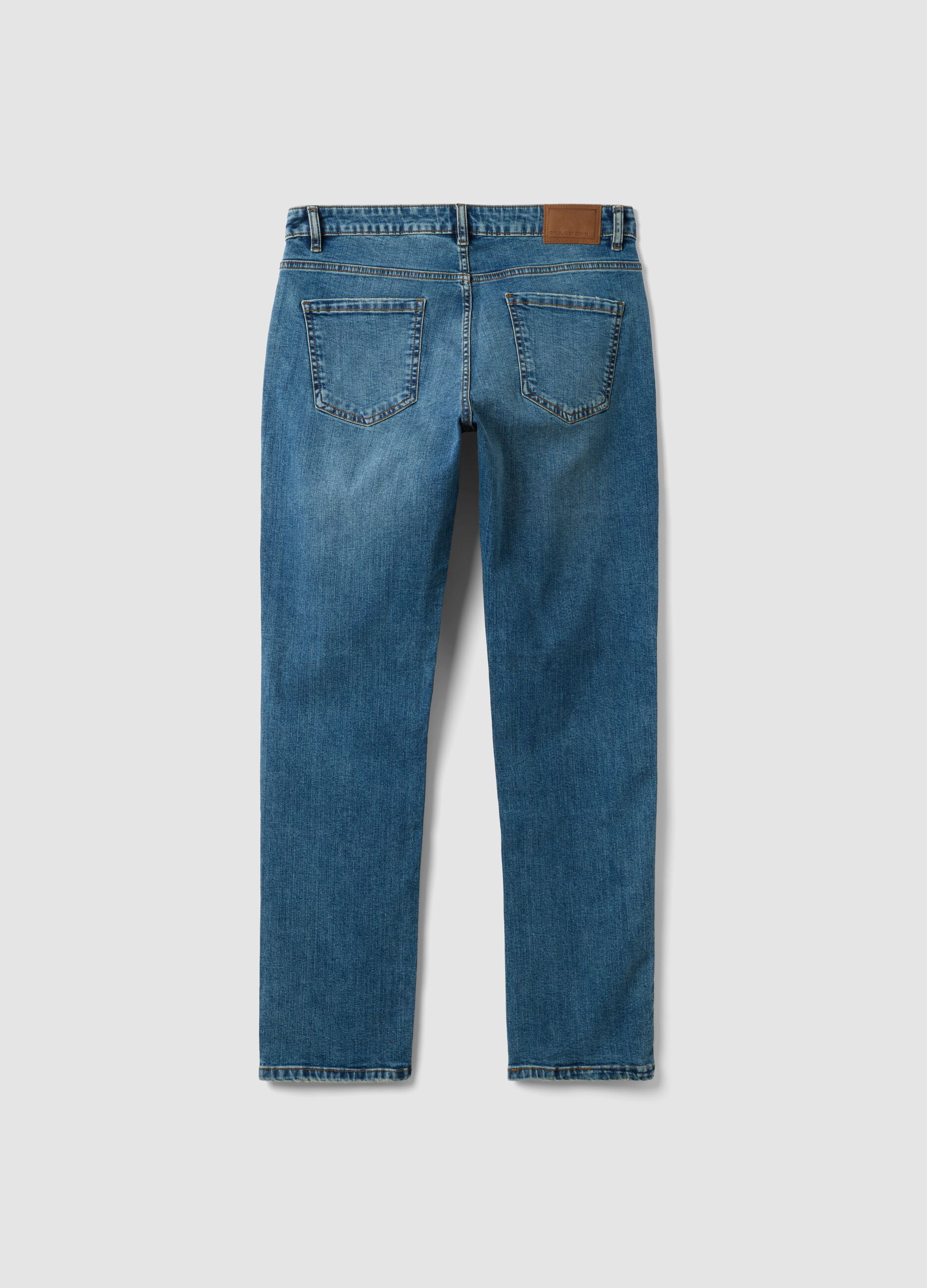 Blue denim jeans in stretch cotton, regular fit