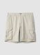 White pure cotton cargo Bermuda shorts, regular fit_0
