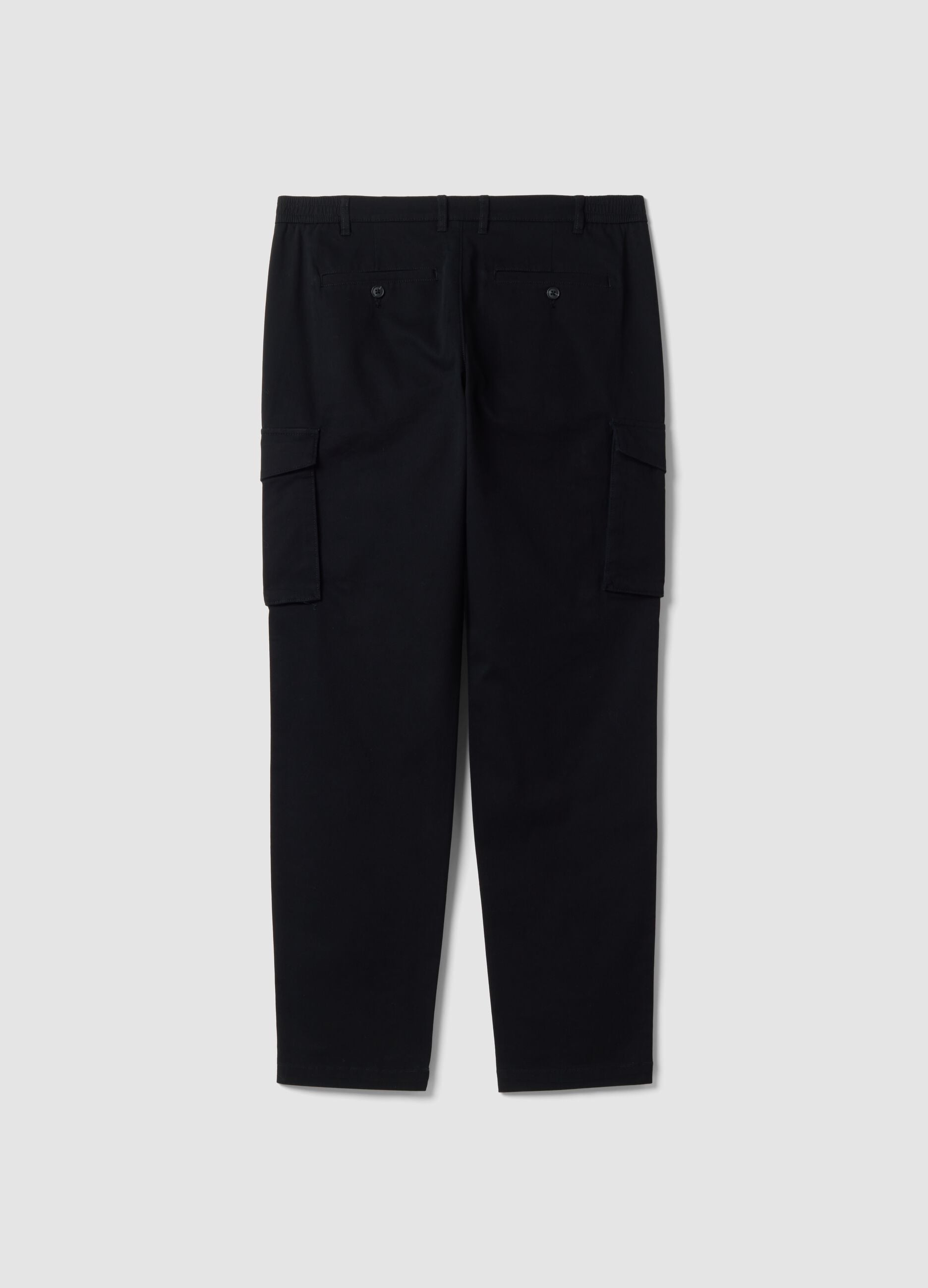 Black slim-fit stretch cotton cargo trousers