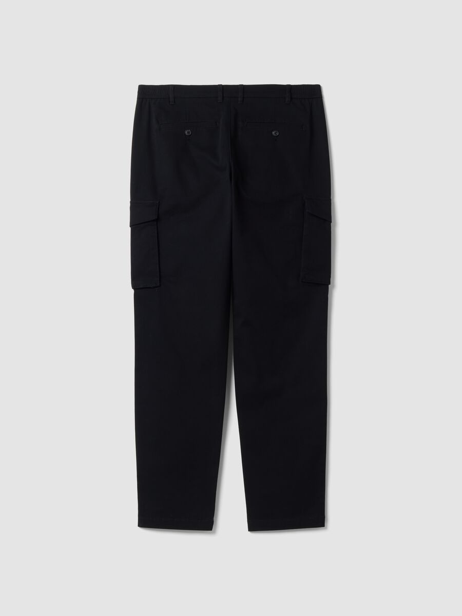 Pantaloni cargo neri in cotone elasticizzato slim fit_2