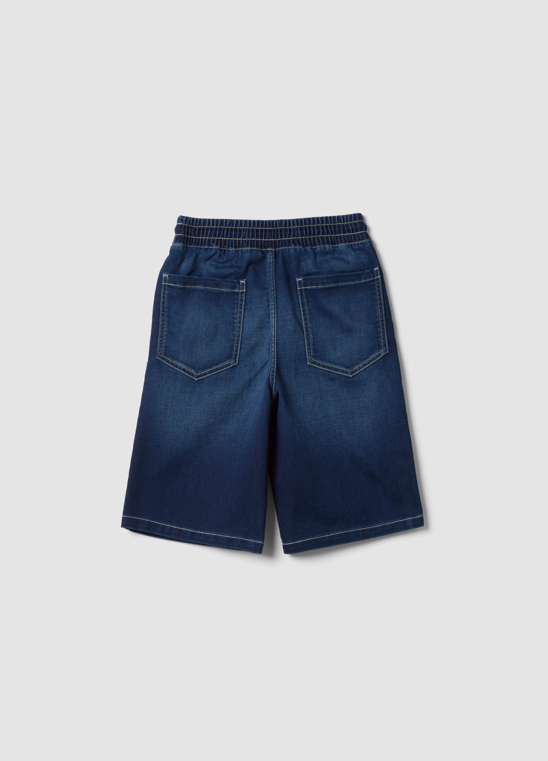 Blue denim shorts in stretch cotton