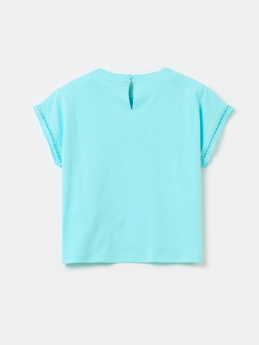 Solid colour T-shirt with openwork inserts_1