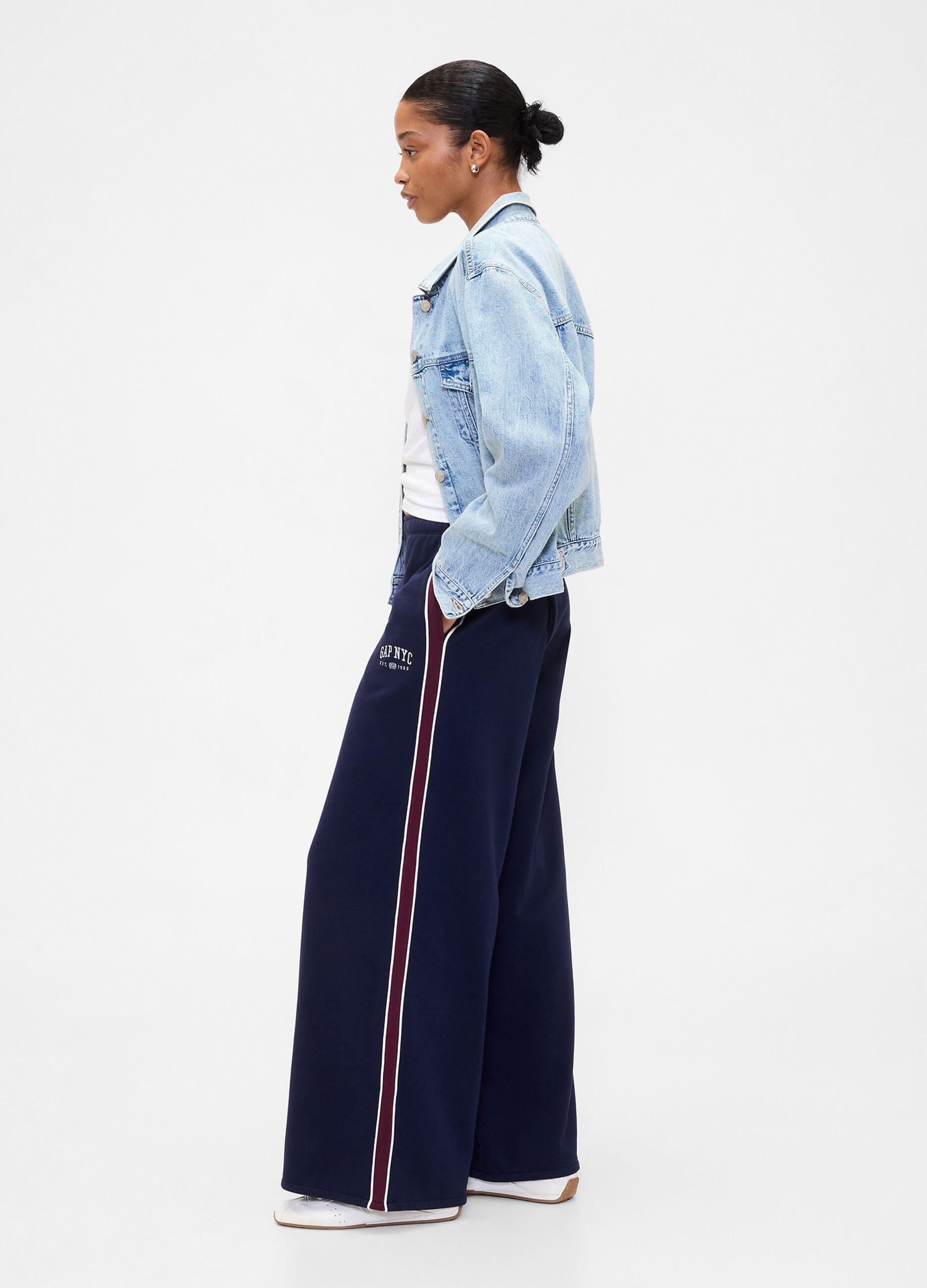 Blue cotton blend palazzo trousers