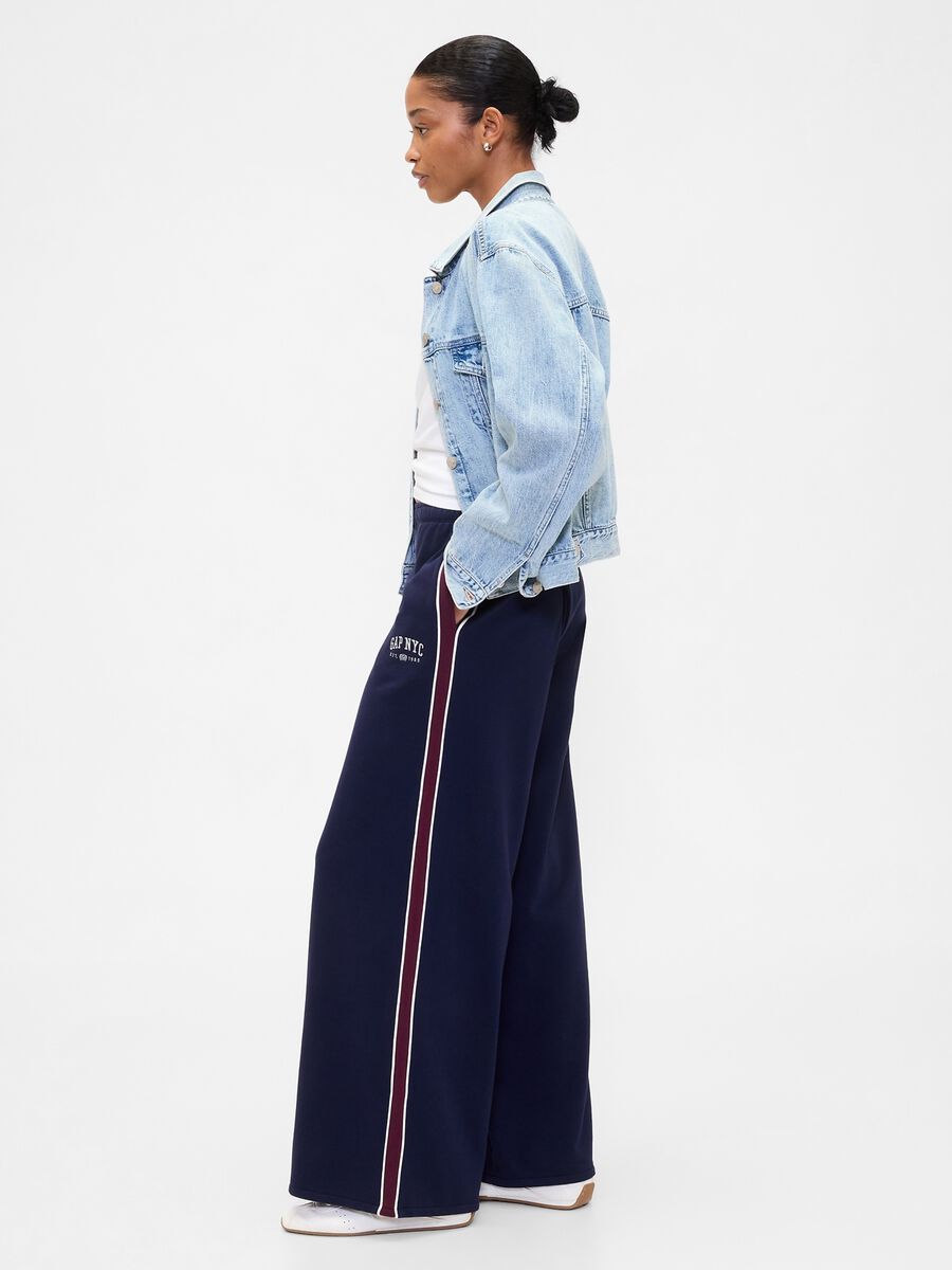 Blue cotton blend palazzo trousers_3