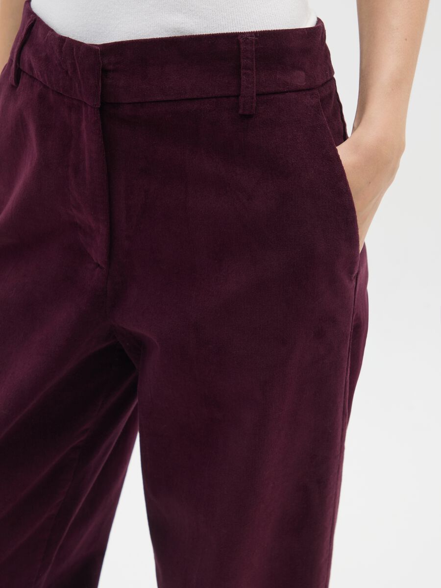 Pantaloni in cotone e velluto rossi regular fit_3