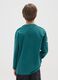 Boy's green pure cotton regular fit jumper with round neck_1