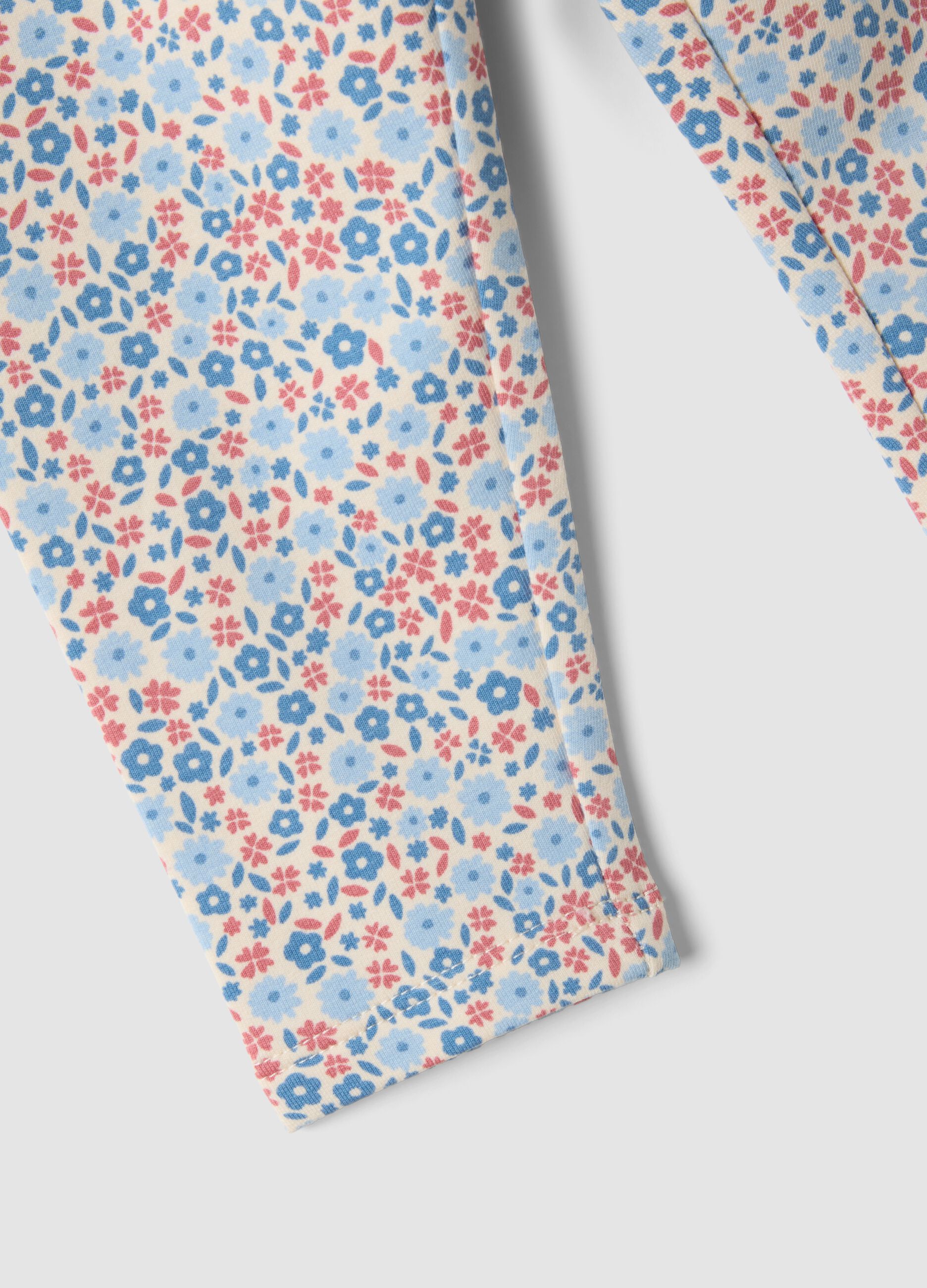 Grey floral stretch cotton leggings