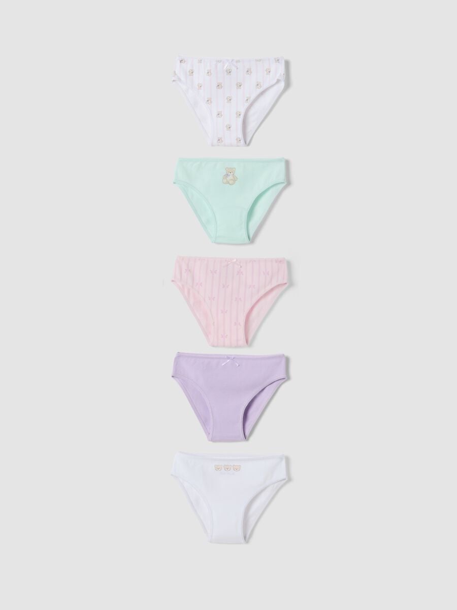 Pack of five multicolour organic stretch cotton briefs_0