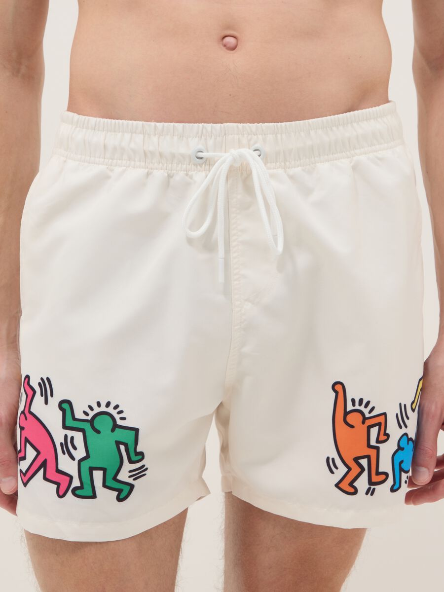 White beach boxers with Keith Haring prints_1