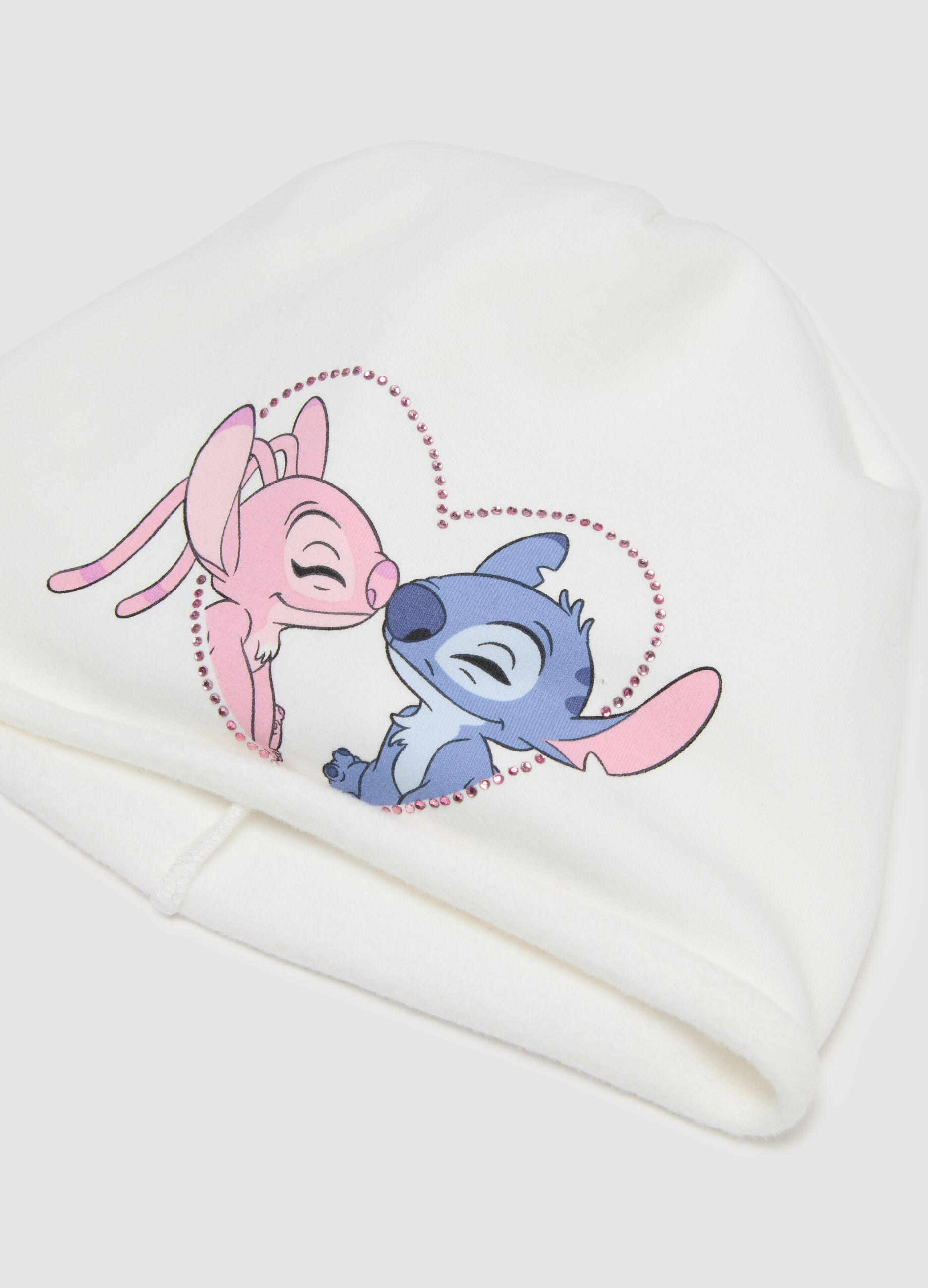 Cappello da ragazza in cotone bianco con cuore