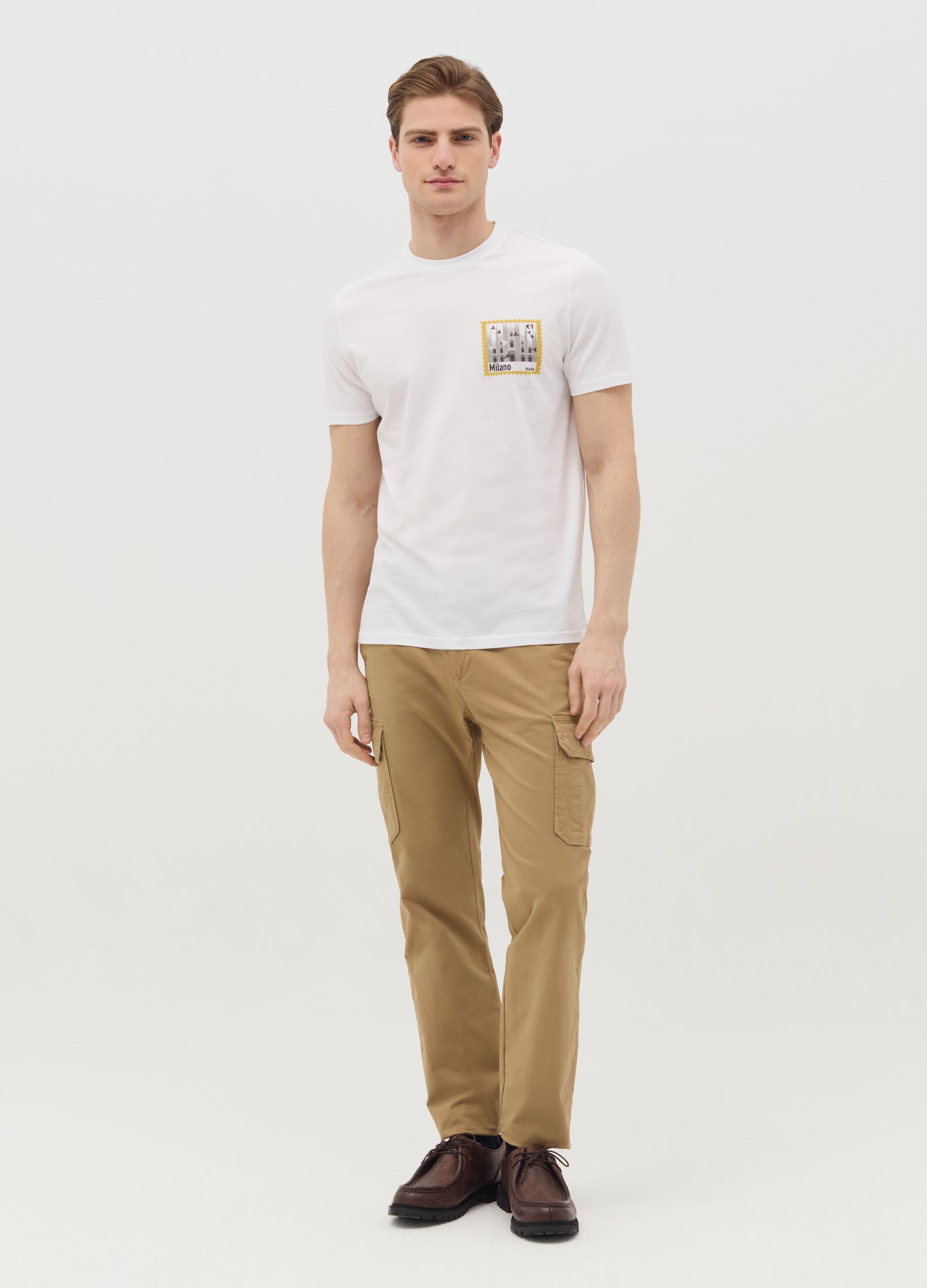 Cotton T-shirt with "Milano" print
