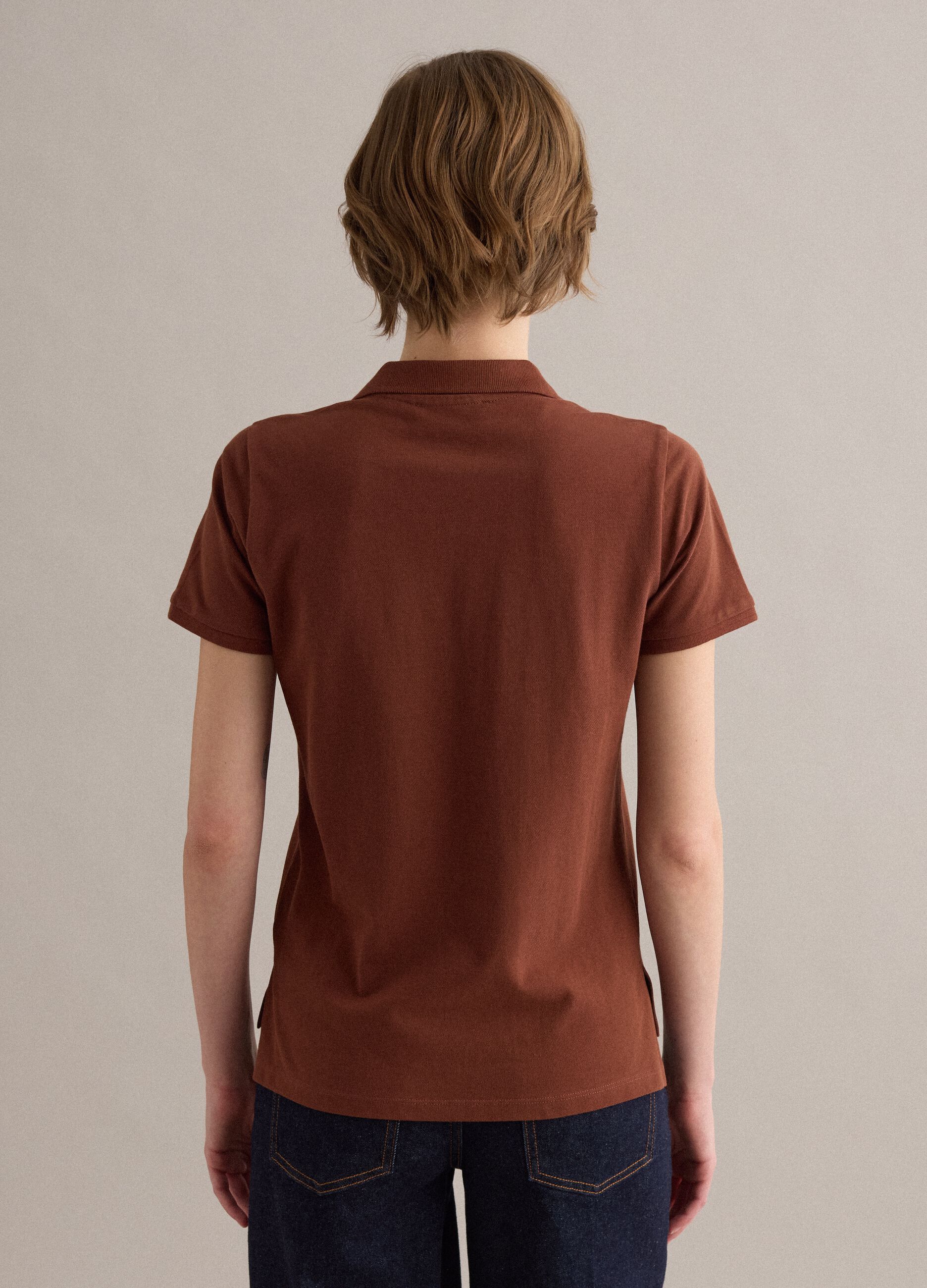 Sky blue regular-fit polo in 100% organic cotton
