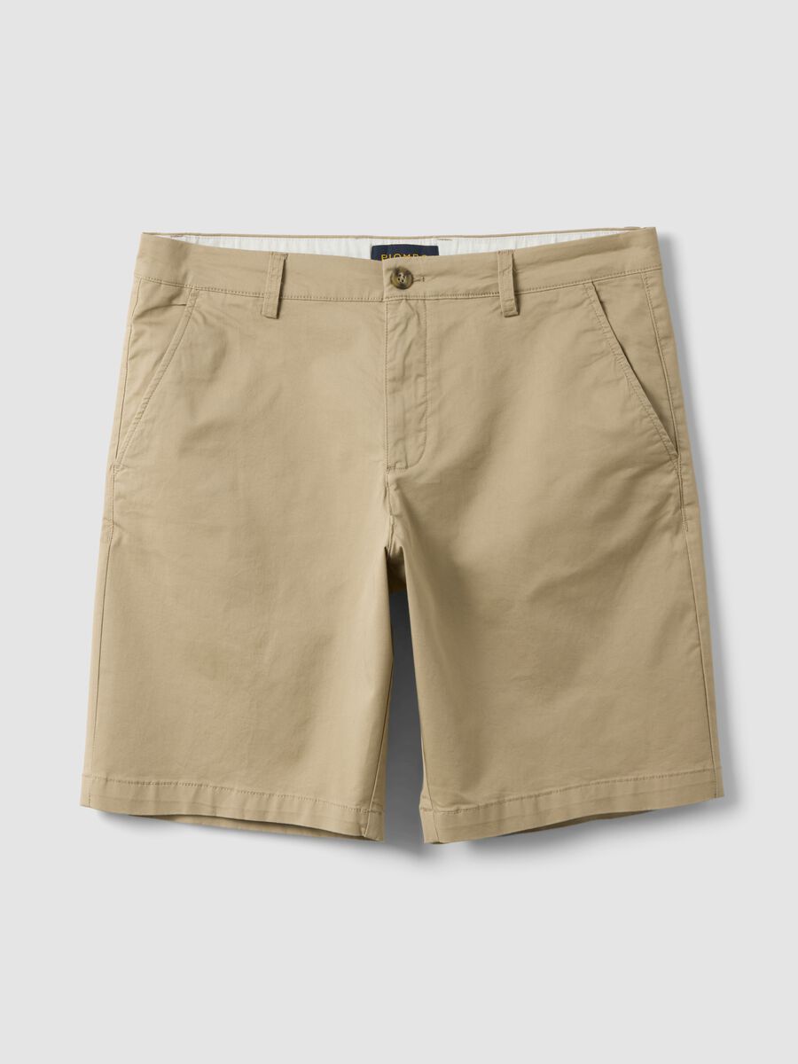 Shorts chino in cotone elasticizzato beige regular fit_0