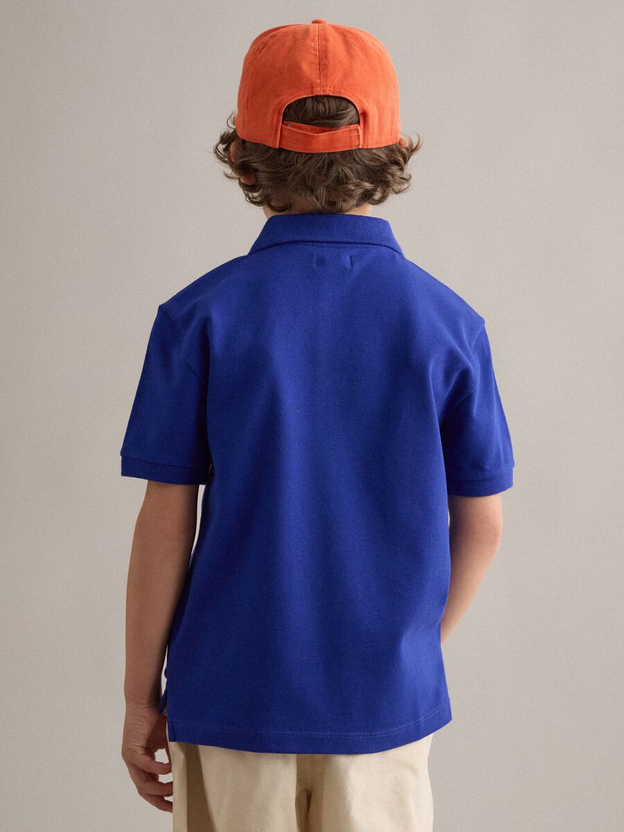 Polo in cotone elasticizzato blu da bambino regular fit_1