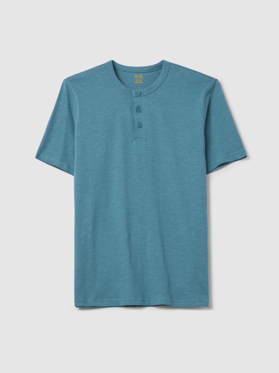 Cotton T-shirt with granddad neckline_4