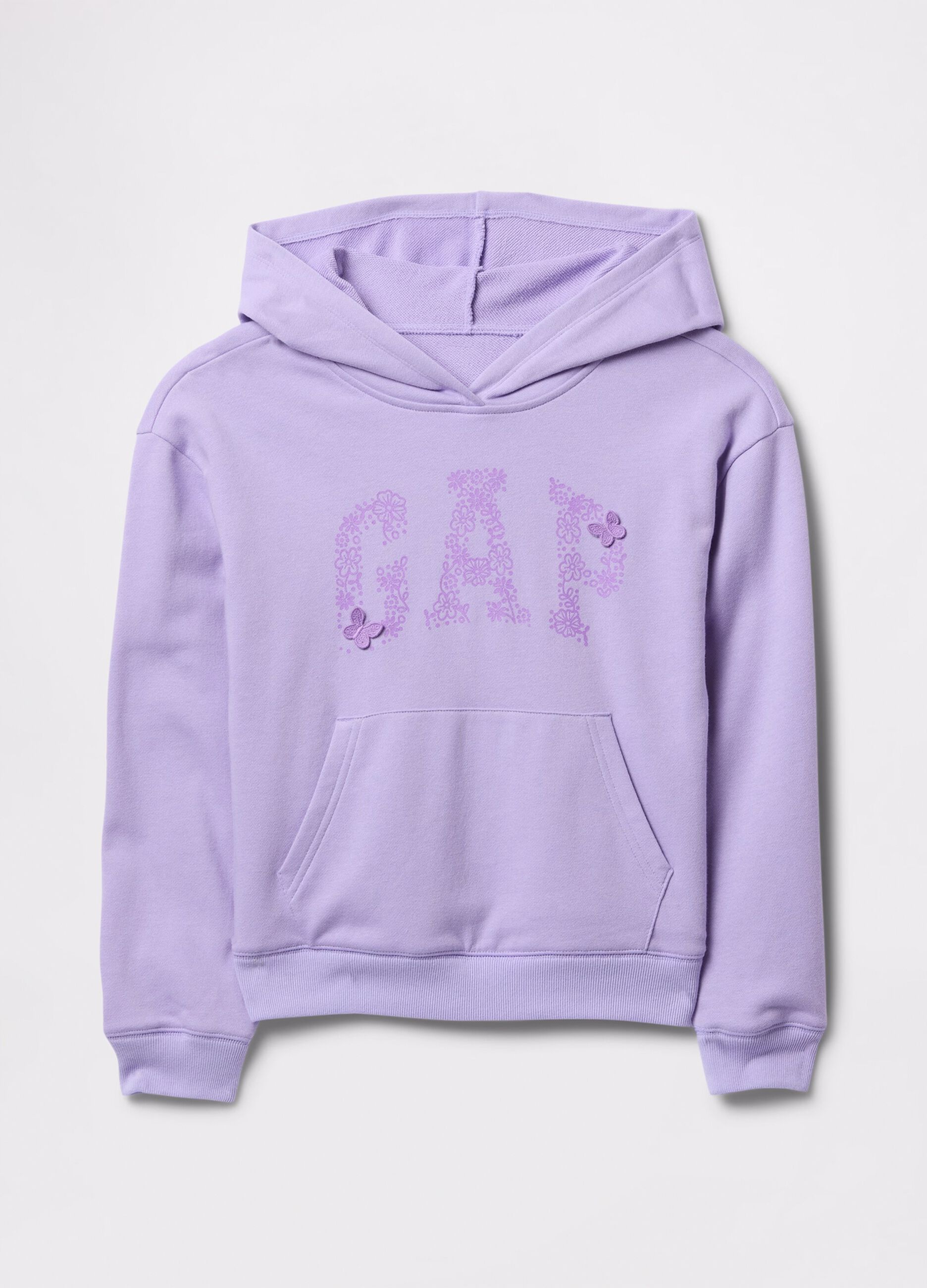 Lilac sweatshirt with hood and logo print