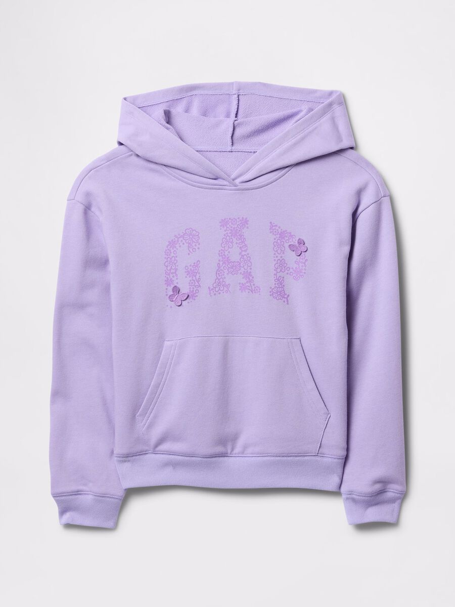 Lilac sweatshirt with hood and logo print_4