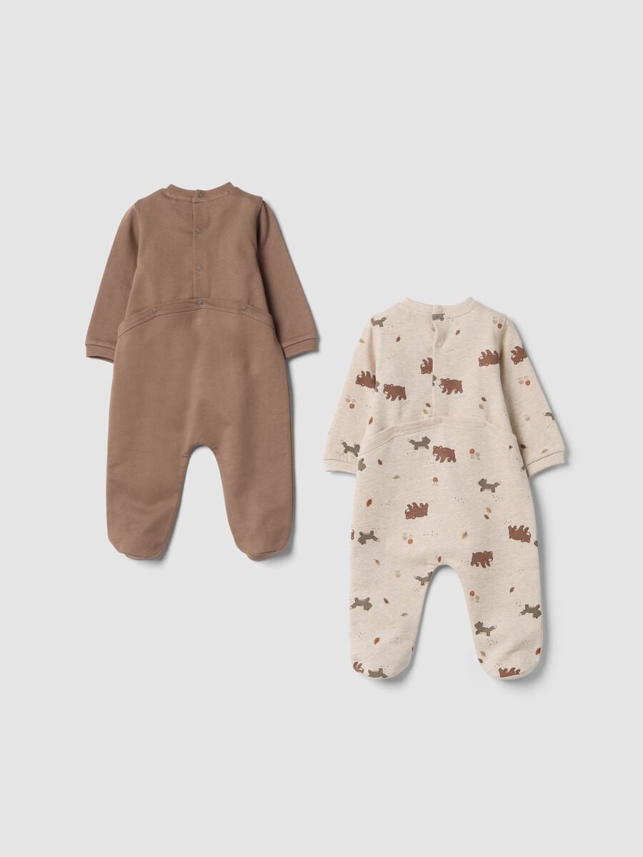 2-pack of light brown and ecru organic cotton sleepsuits_1