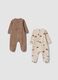 2-pack of light brown and ecru organic cotton sleepsuits_1