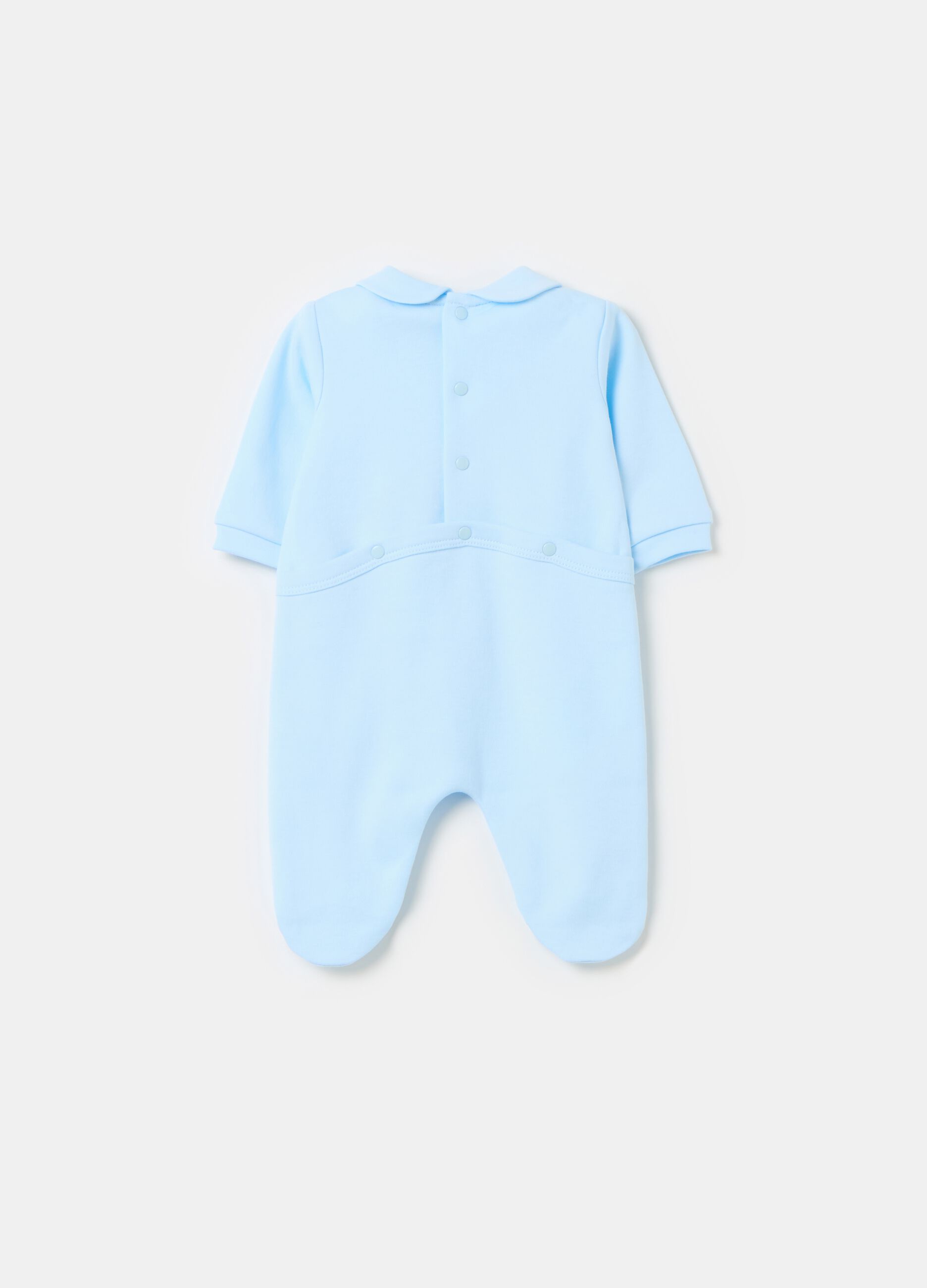 Organic cotton onesie with feet and embroidery