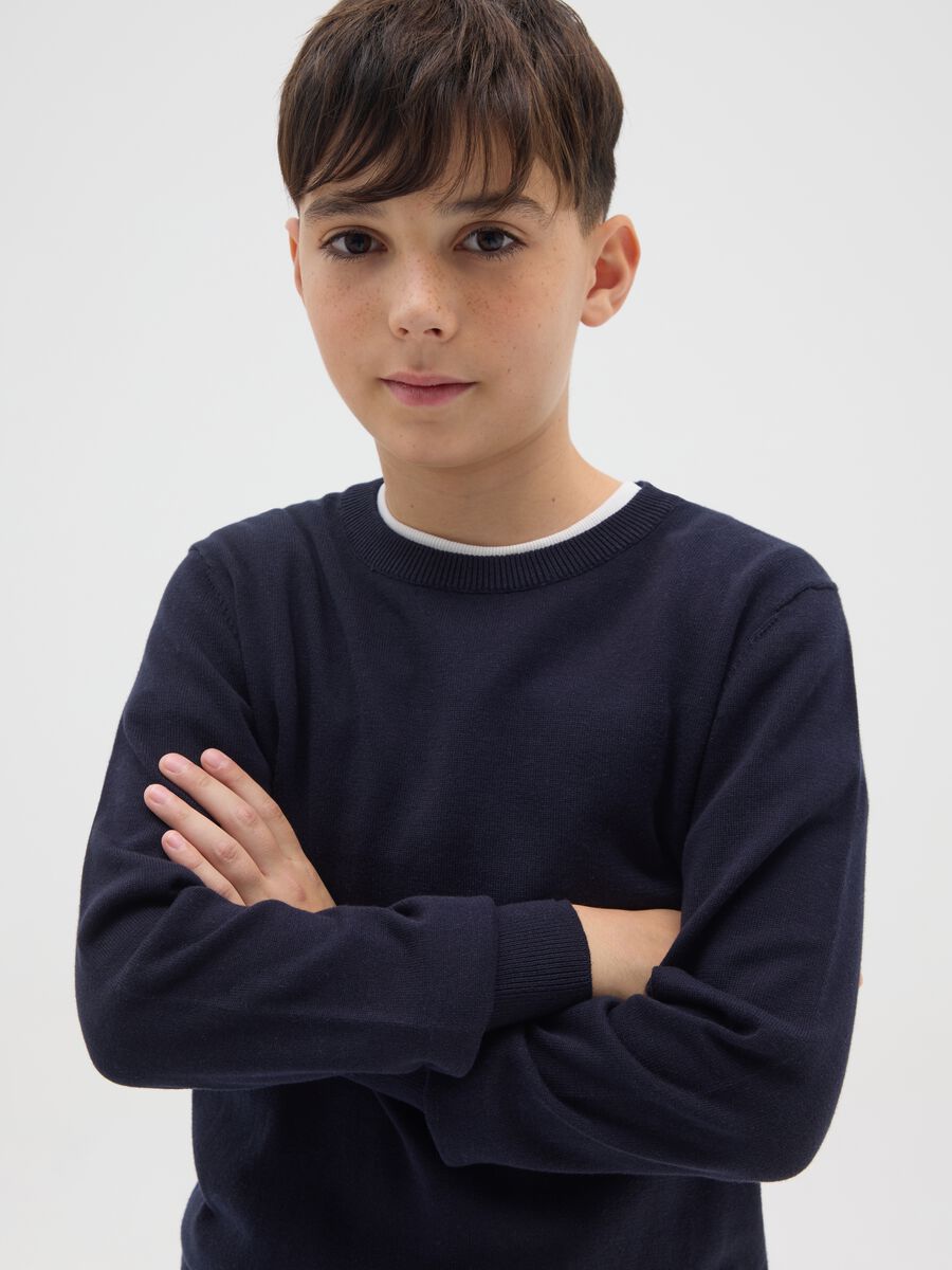 Boys' Pure Cotton Black Regular Fit Sweater_2