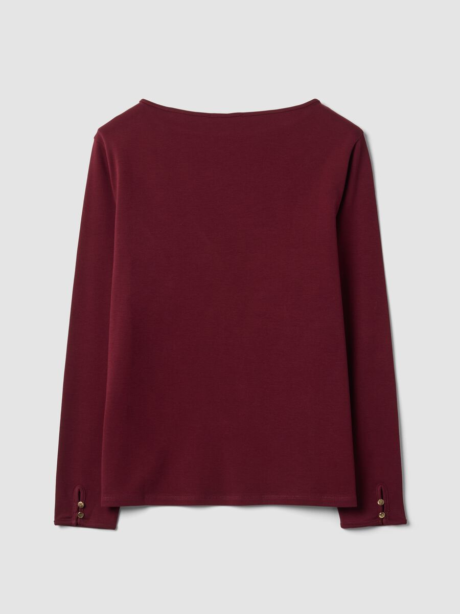 T-shirt rossa in puro cotone con girocollo regular fit_2