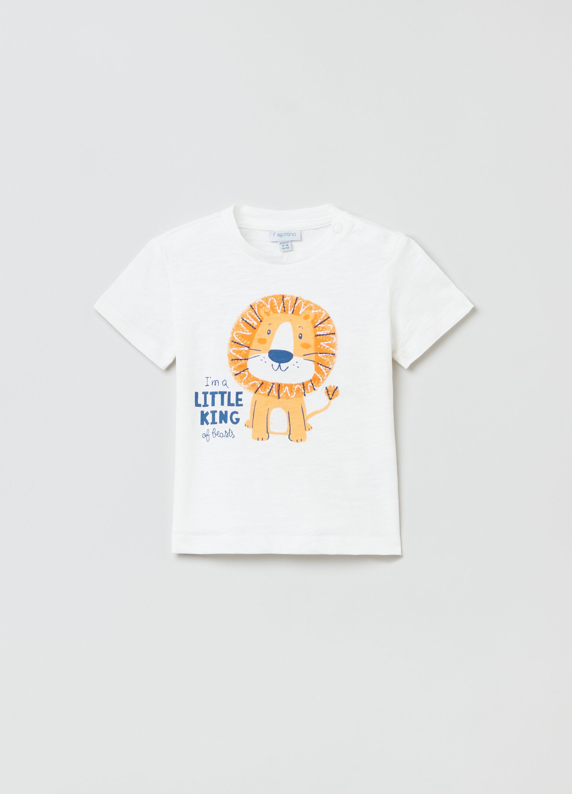 T-shirt in cotone stampa leone