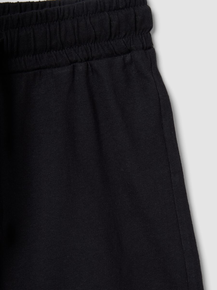 Pantaloncini in puro cotone nero da bambina regular fit_3