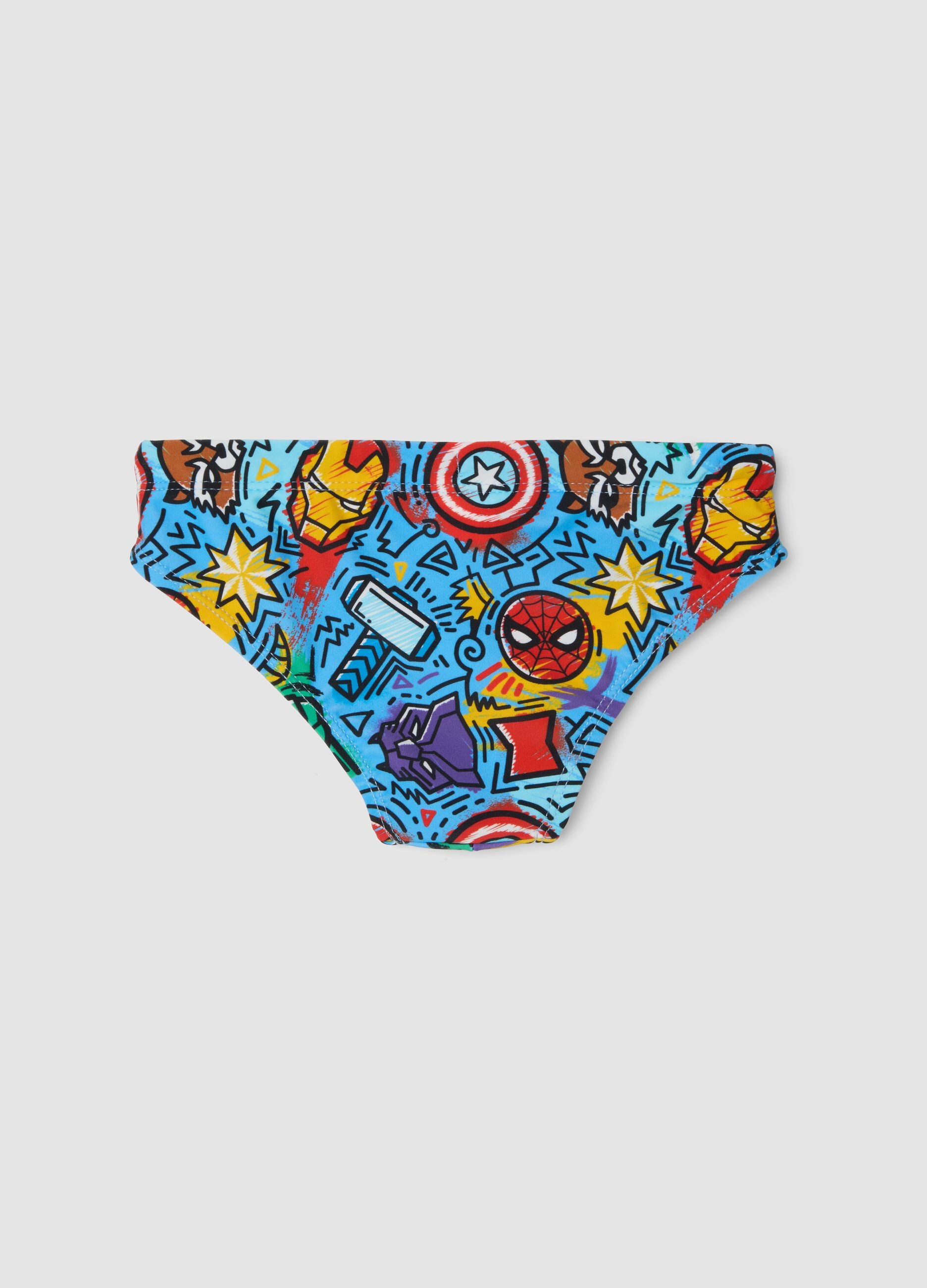 Blue stretch fabric swim briefs