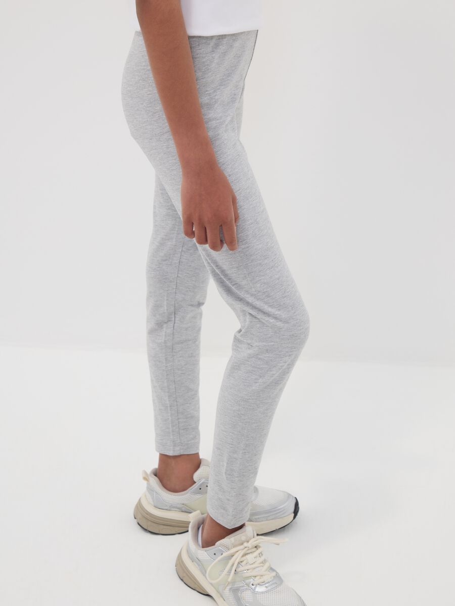 Leggings skinny grigi in misto cotone organico elasticizzato per ragazza_2