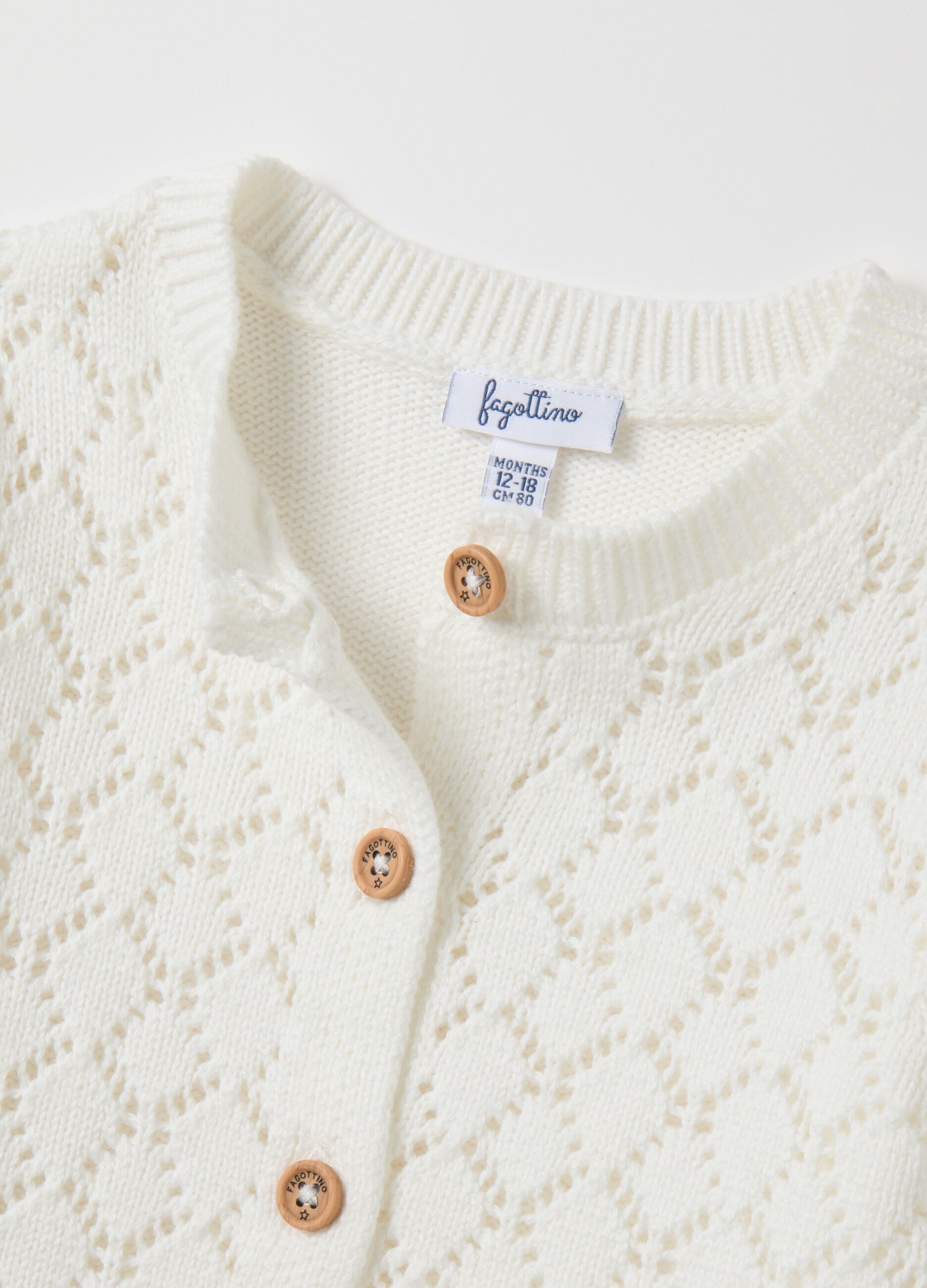 Girls' cardigan in pure white cotton