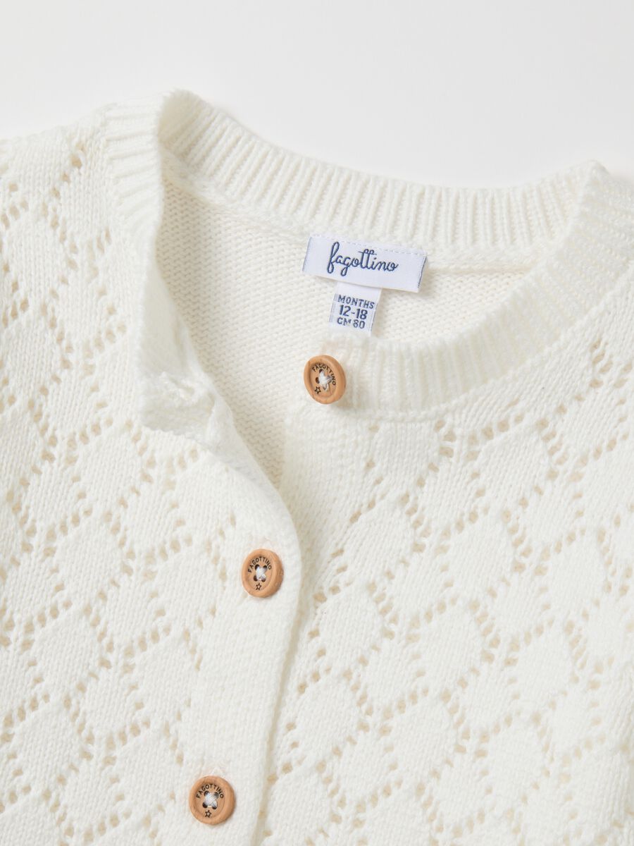 Girls' cardigan in pure white cotton_3