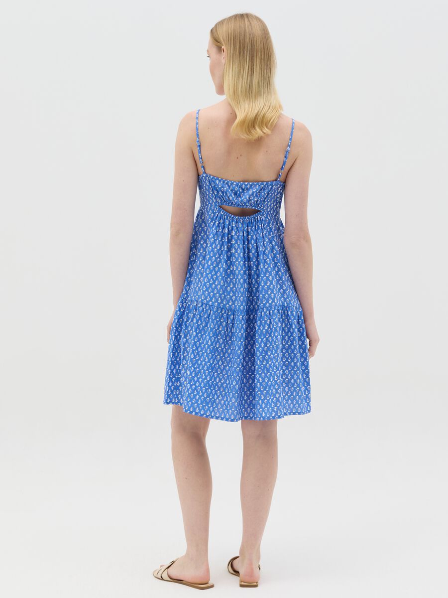 Light blue viscose dress with V neck and flounce_3