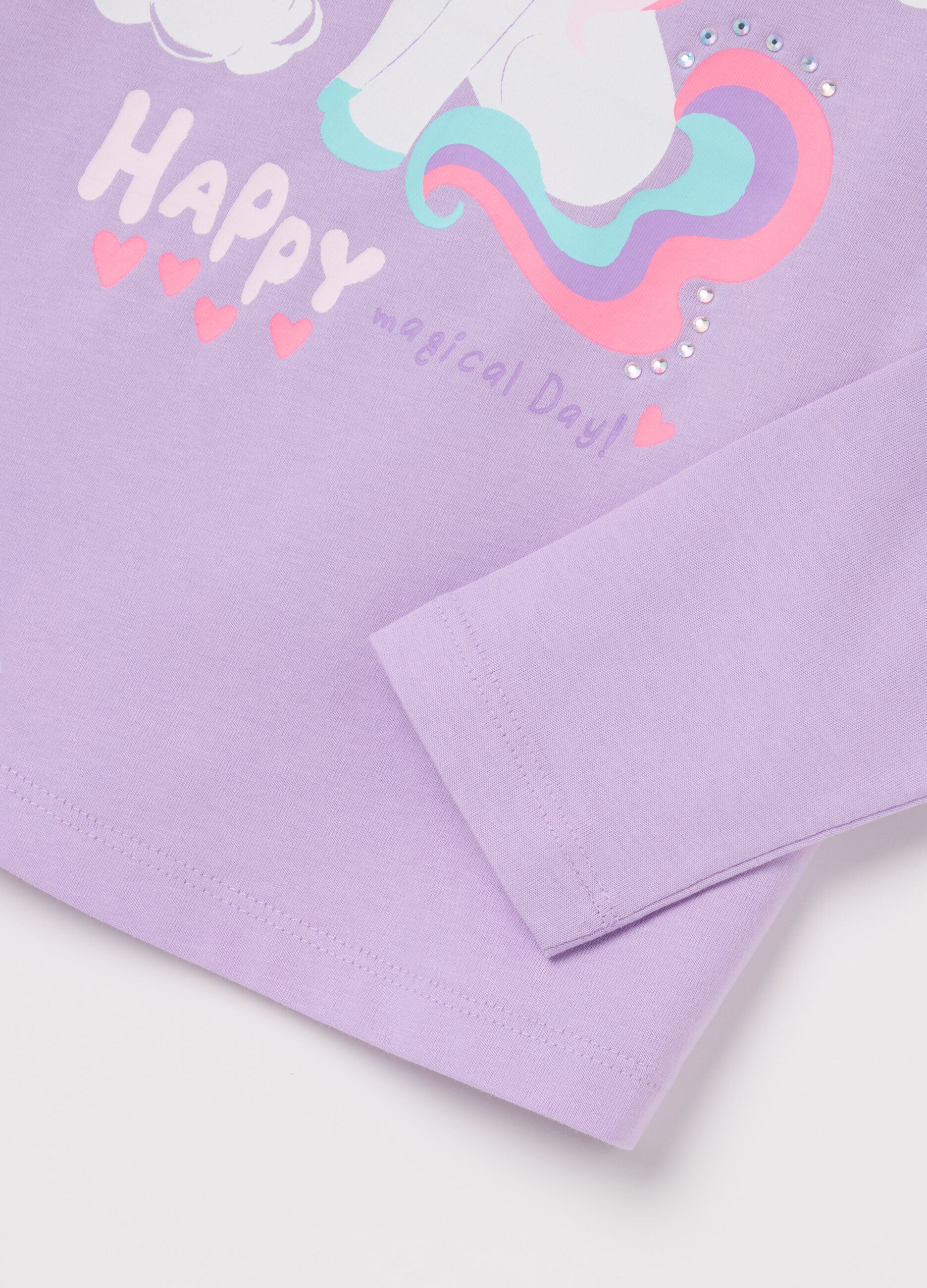 Cotton T-shirt with print and long sleeves