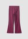 Leggings skinny viola in cotone organico con stampa di cuori per bambina_0