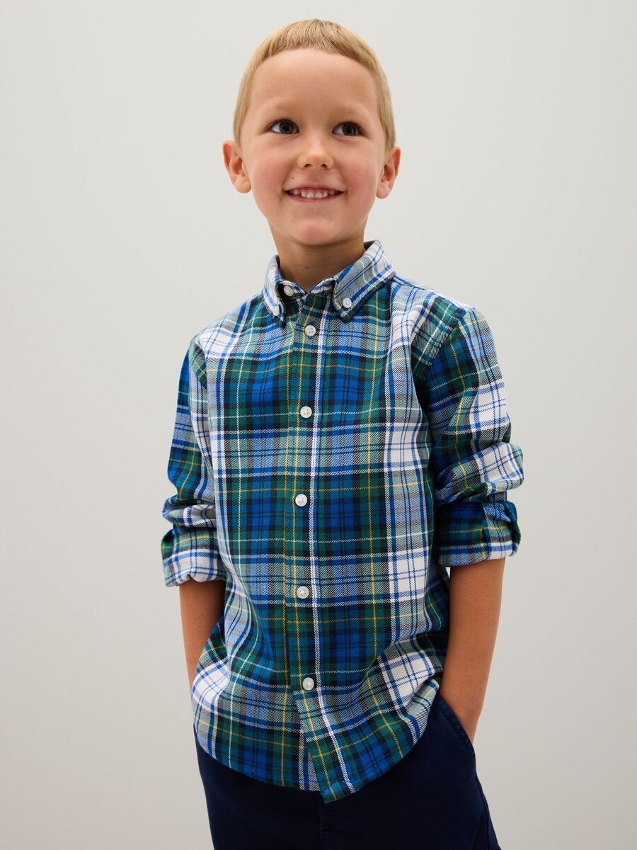 Camicia da bambino in puro cotone multicolor regular fit_0