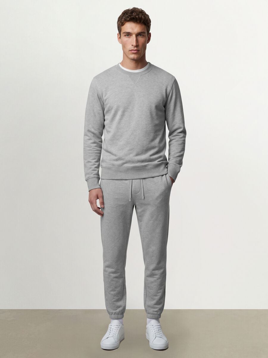 Felpa grigia girocollo in misto cotone regular fit_1