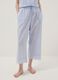 Light blue organic cotton pyjama trousers with broderie anglaise hem_1