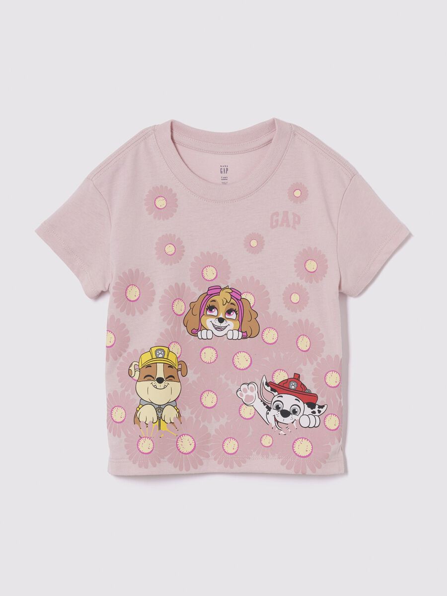 Pink cotton T-shirt with Paw Patrol print_0