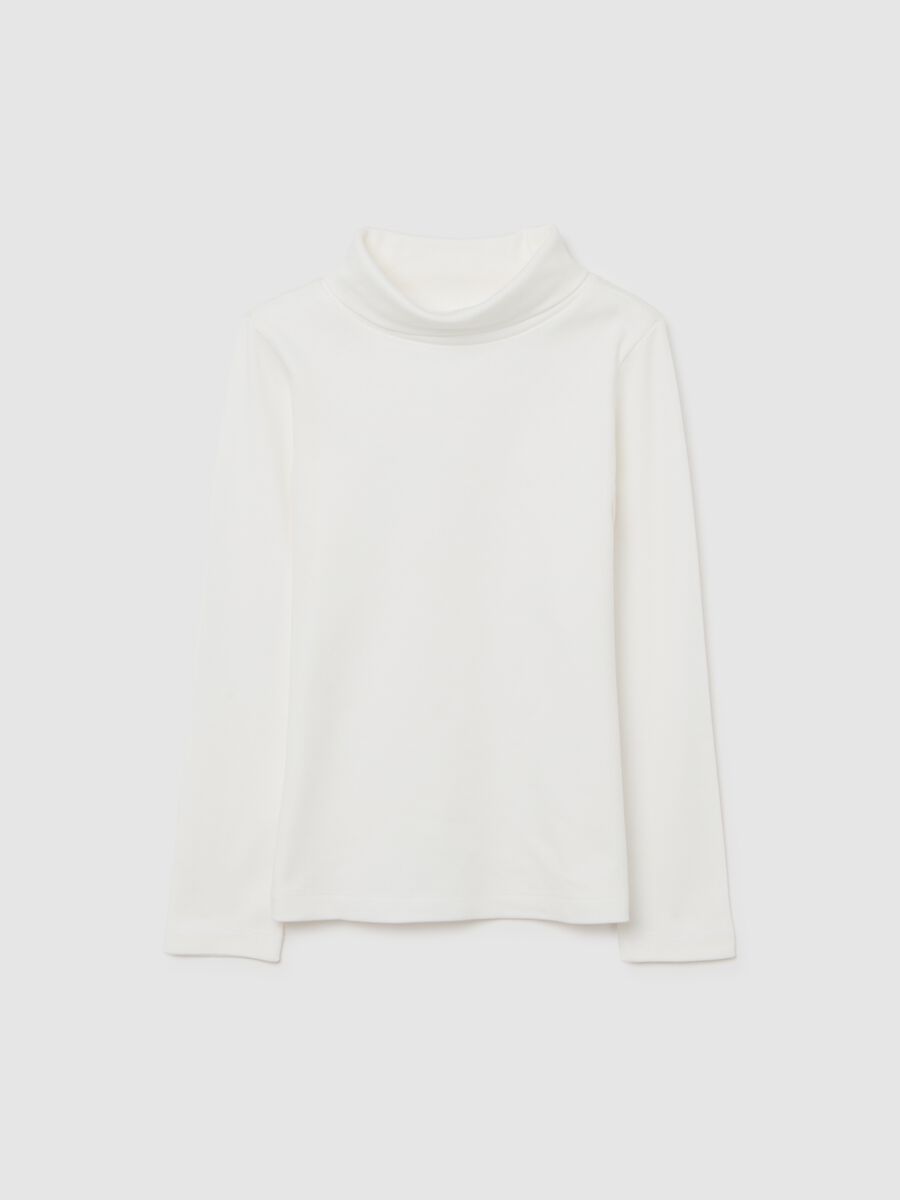 Girls' white pure cotton long sleeve top regular fit_0