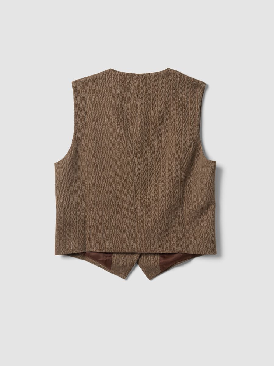 Gilet marrone in viscosa elasticizzata regular fit_2