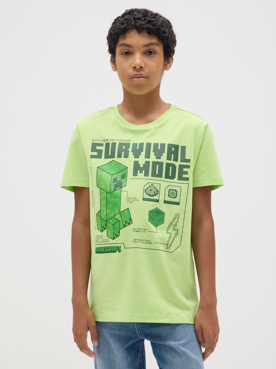 Green 'survival mode' cotton T-shirt for kids_0