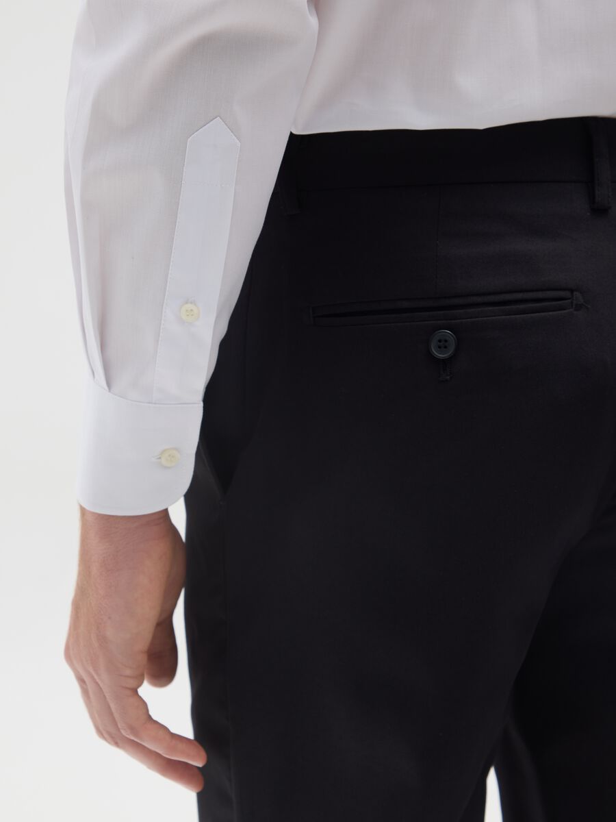 White cotton blend regular fit easy iron shirt_3