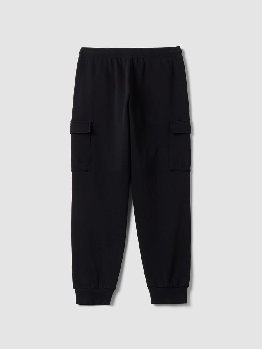 Pantaloni jogger cargo neri in misto cotone con coulisse regular fit_2