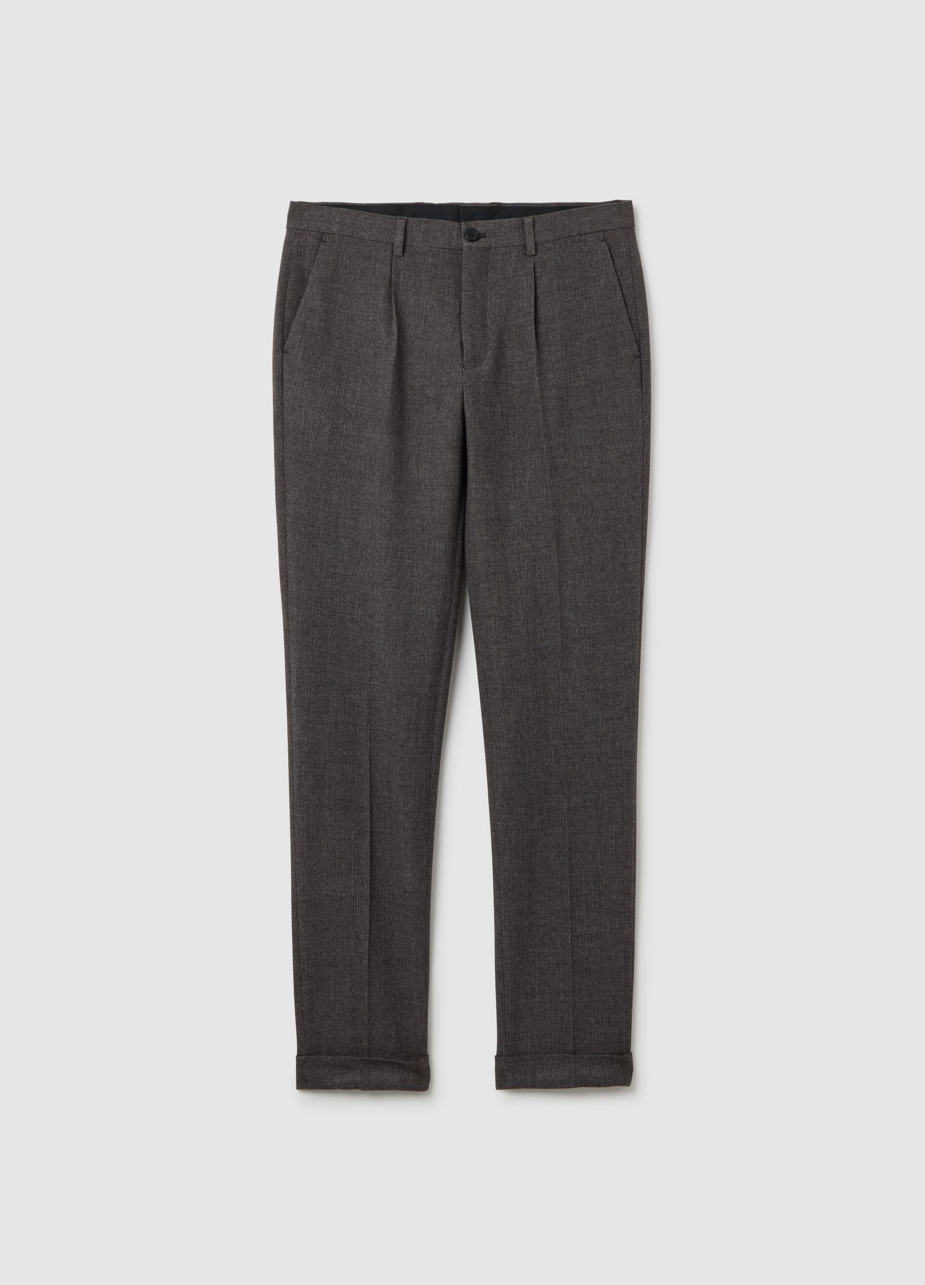 Grey slim fit stretch fabric trousers