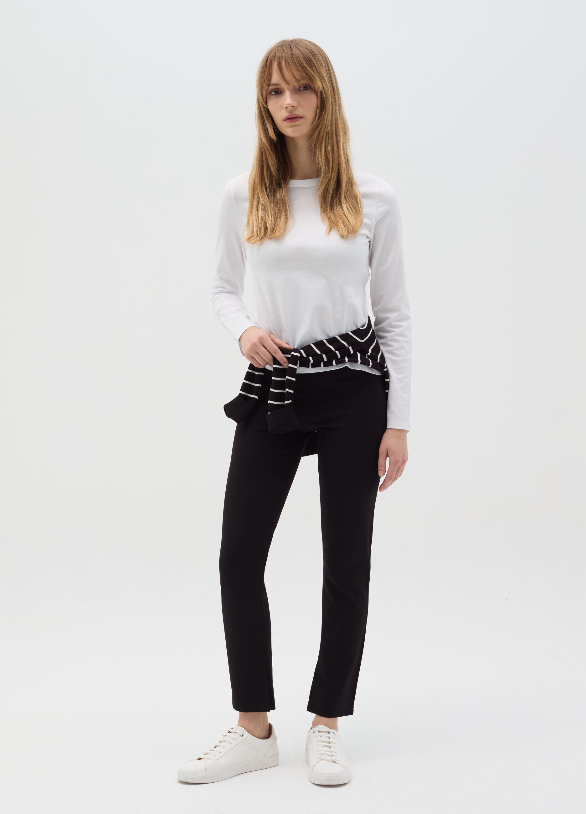 Solid colour stretch leggings